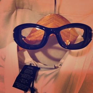 Black frame clear riding glasses